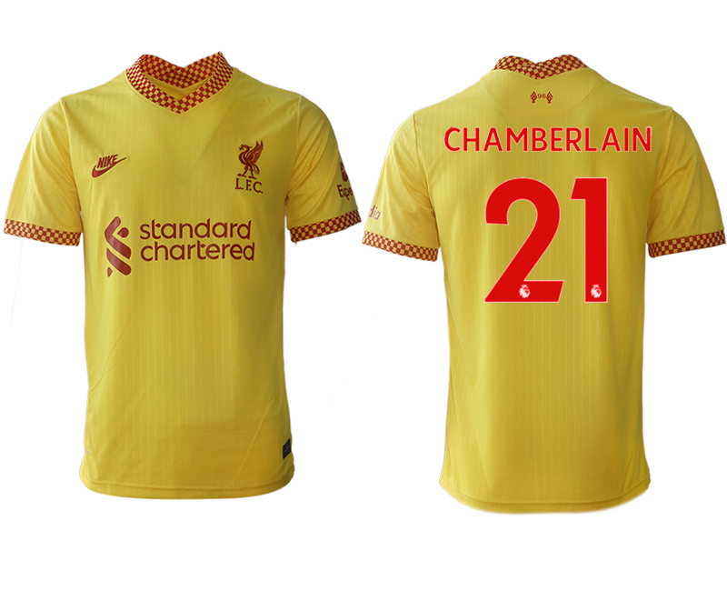 Men 2021-2022 Club Liverpool Second away aaa version yellow #21 Soccer Jersey